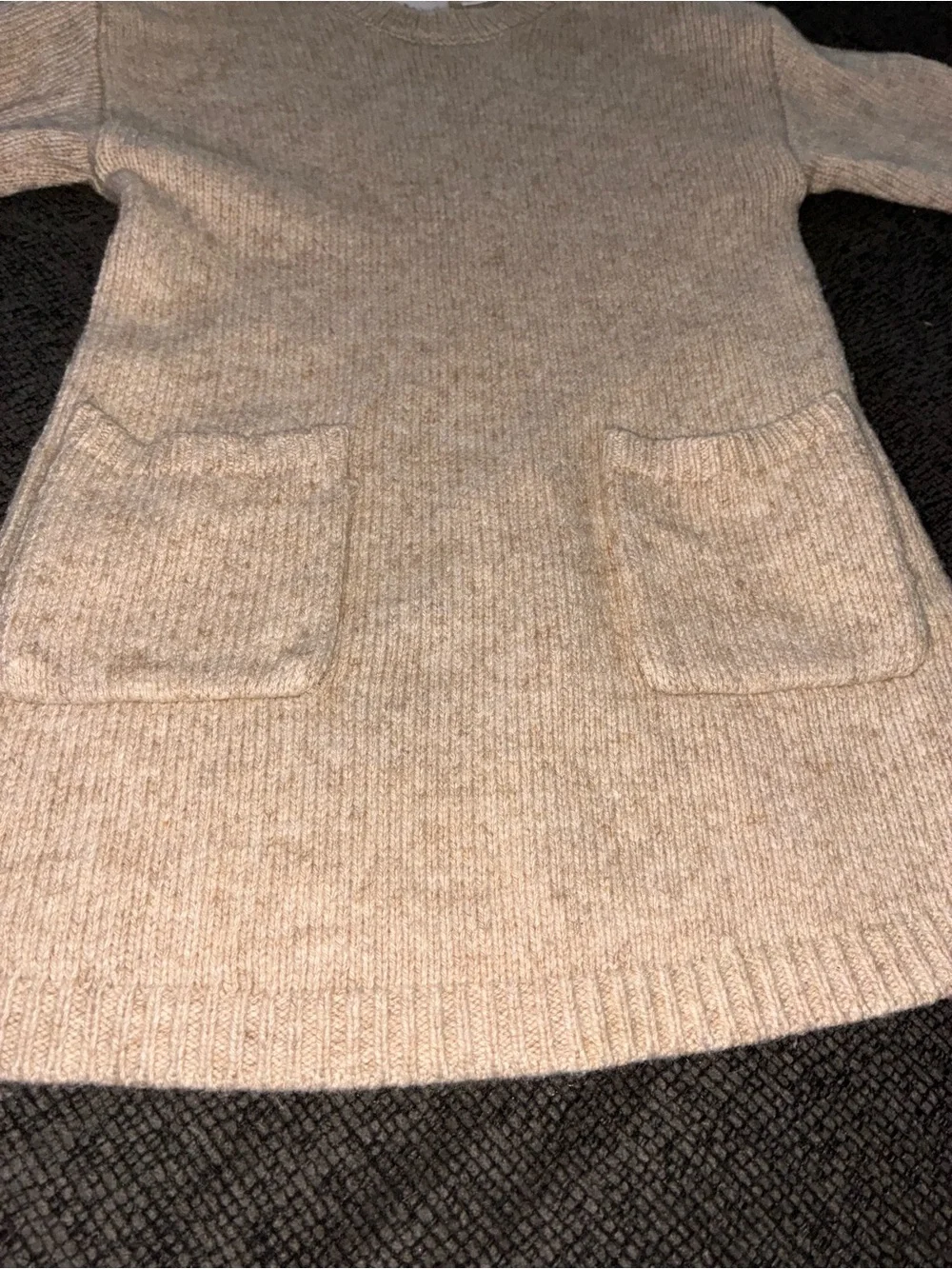 Kids' Neutral Chunky Knit Dress with Contrast Capelet